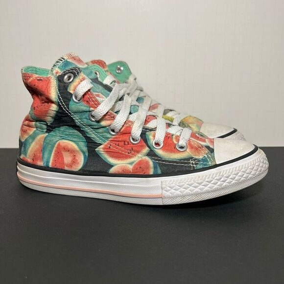 Girls CONVERSE Chuck Taylor All Star Hi Watermelon Sneakers / Size 2 - Picture 1 of 9